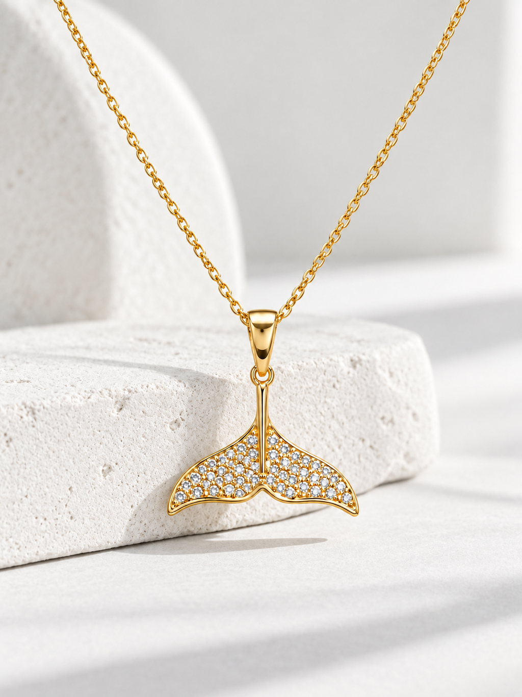 Mermaid Tail Pendant Necklace – Gold