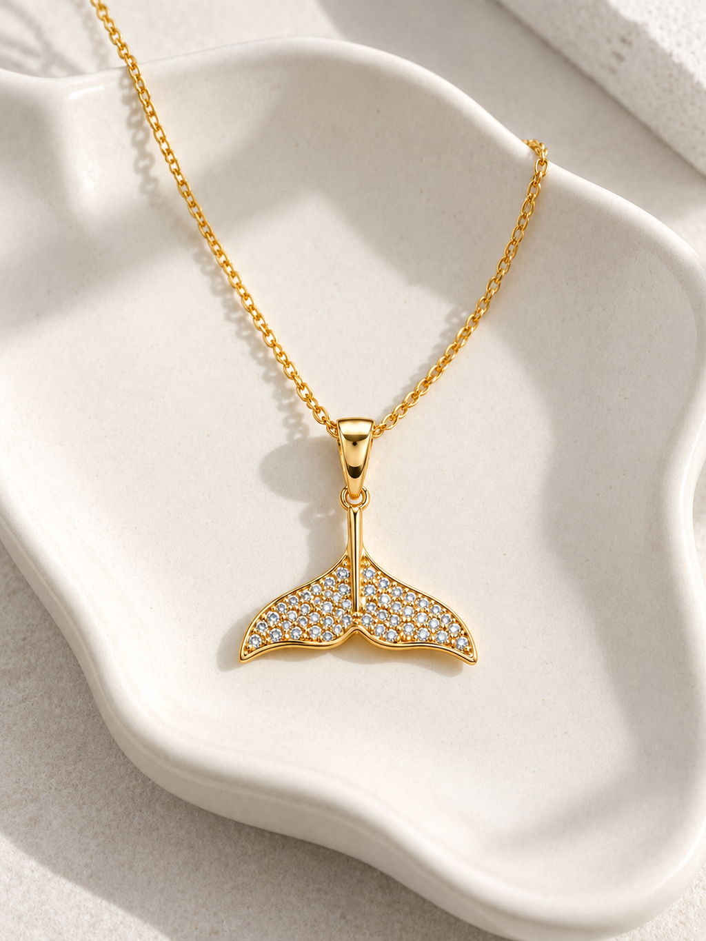 Mermaid Tail Pendant Necklace – Gold