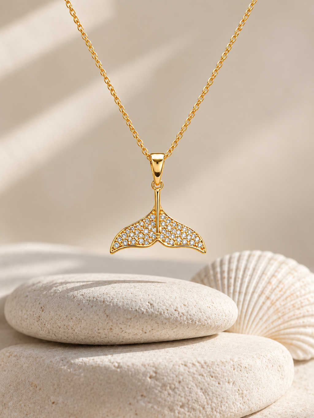 Mermaid Tail Pendant Necklace – Gold