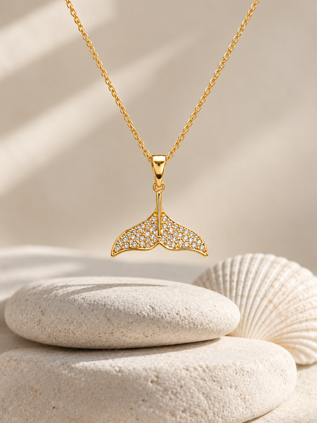 Mermaid Tail Pendant Necklace – Gold