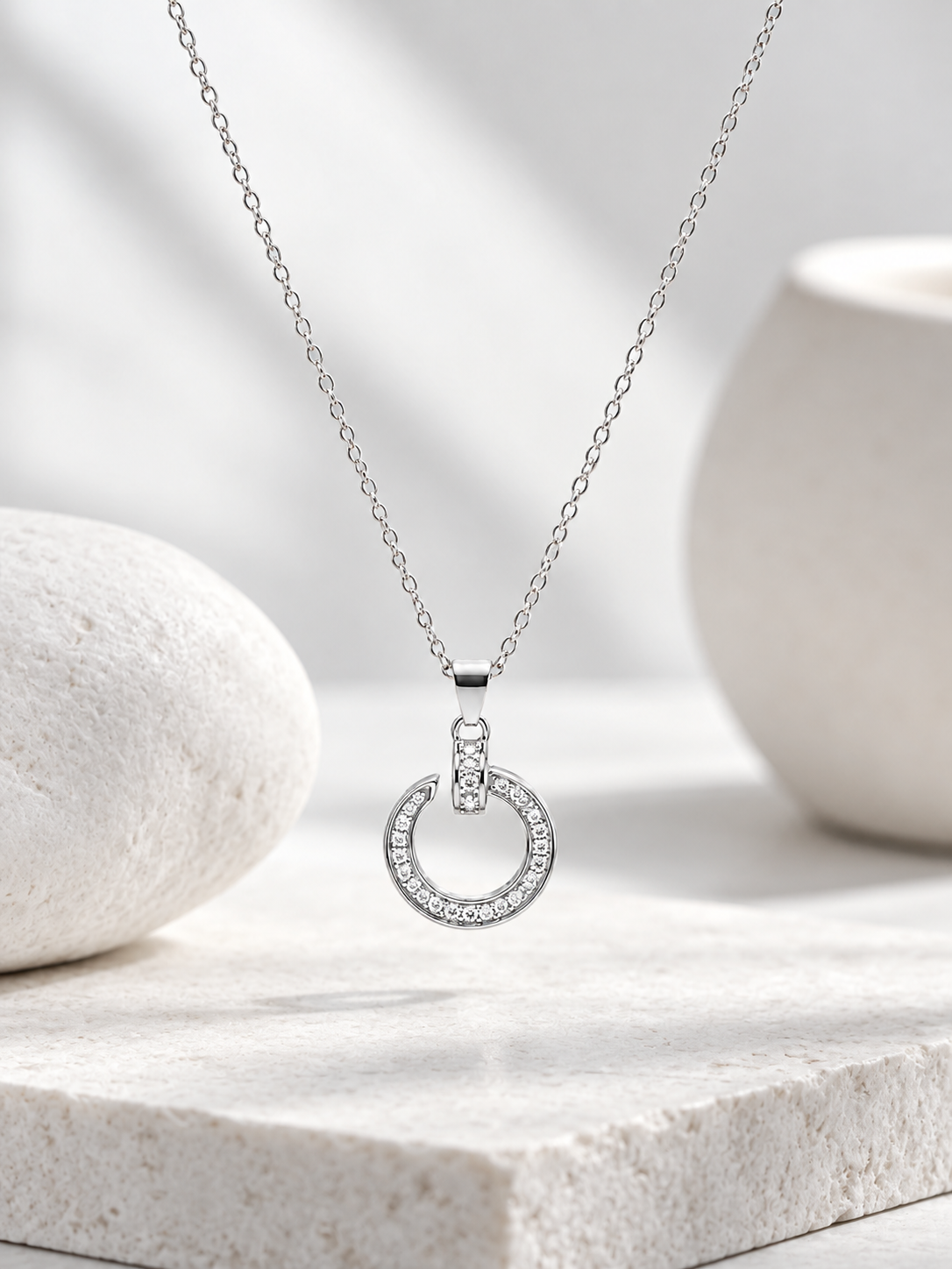 Circle CZ Pendant Necklace