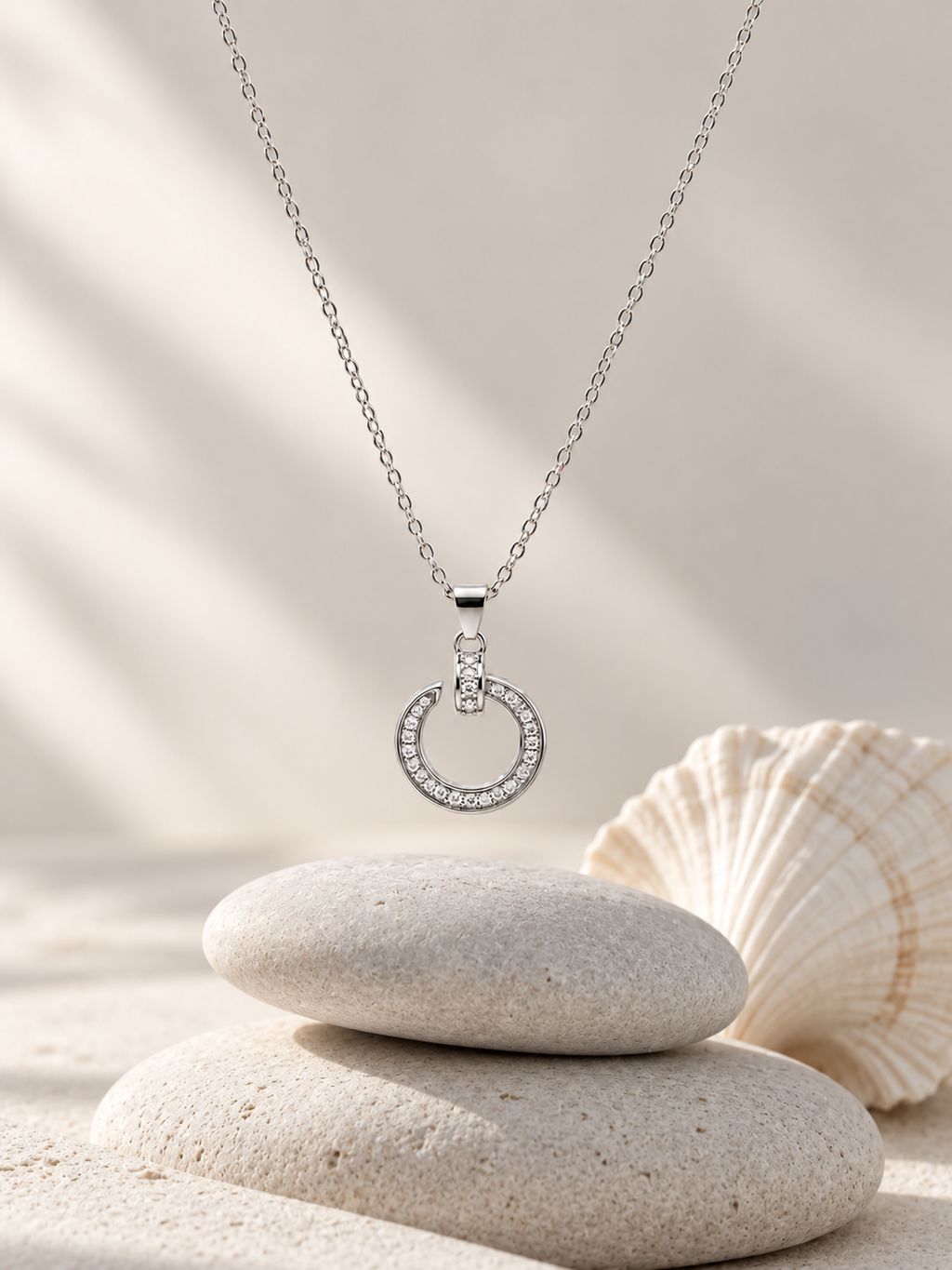 Circle CZ Pendant Necklace