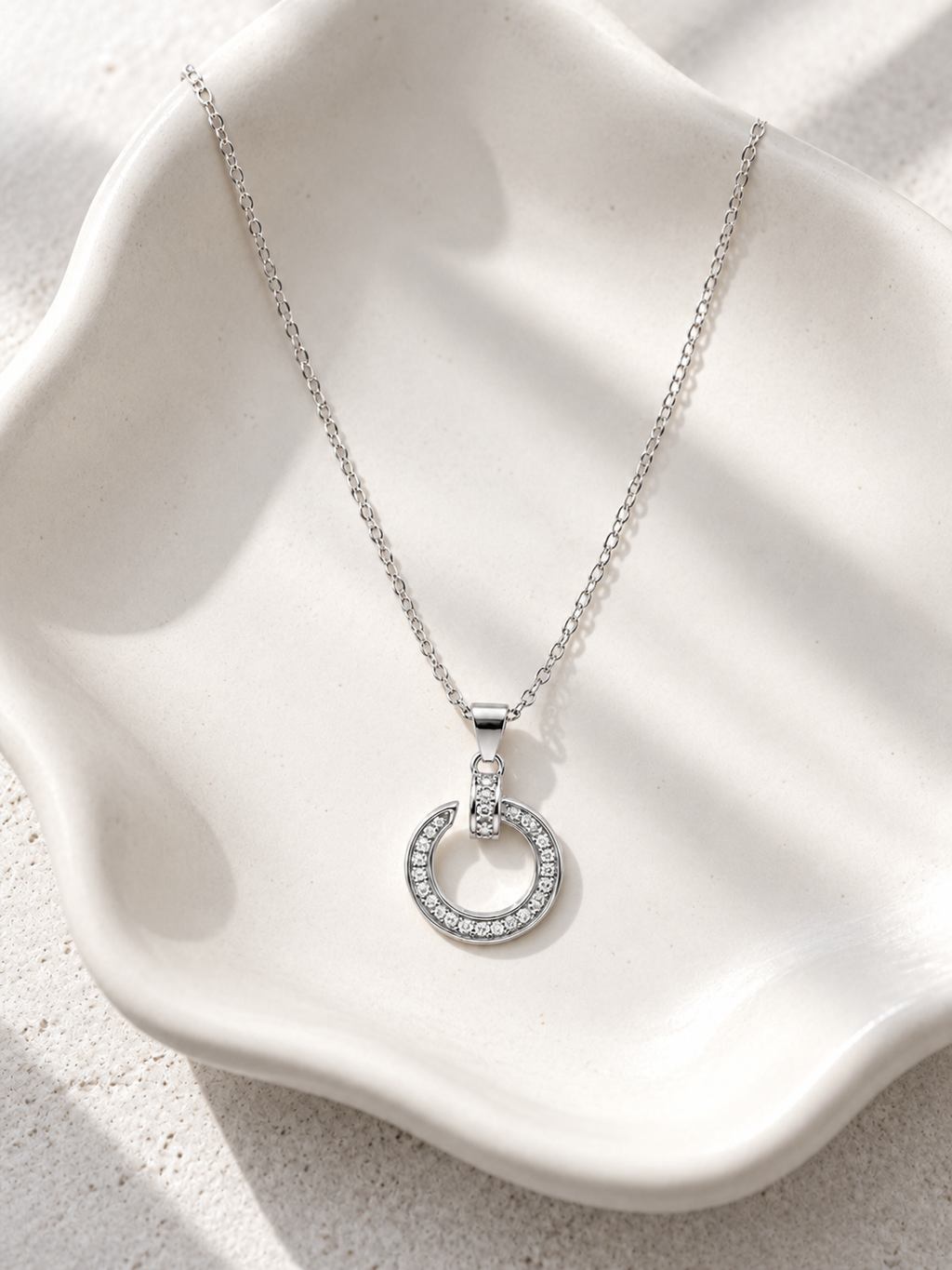 Circle CZ Pendant Necklace