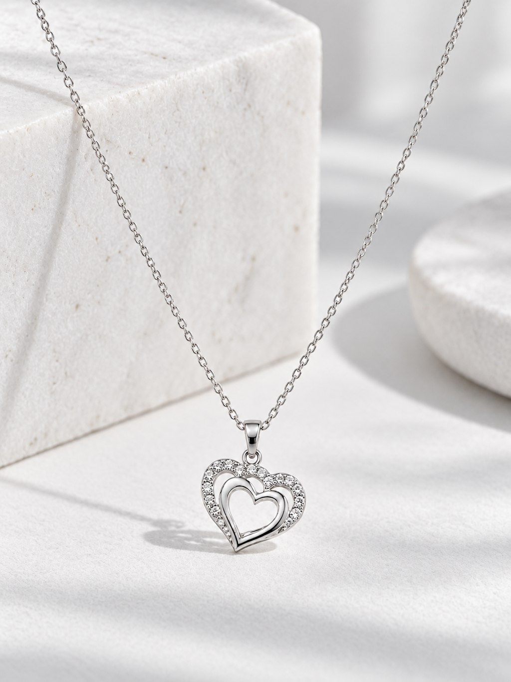 Double Heart Crystal Necklace