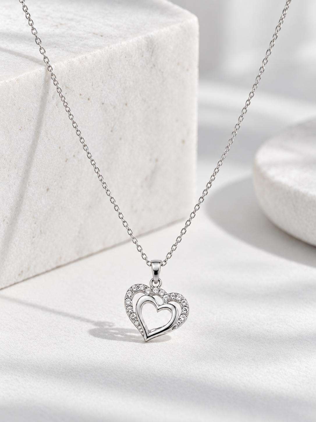 Double Heart Crystal Necklace