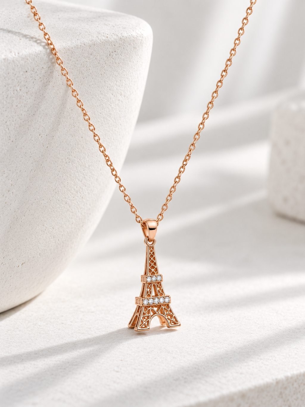Eiffel Tower Rose Gold Necklace