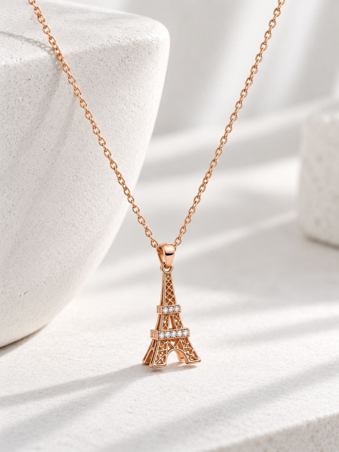 Eiffel Tower Rose Gold Necklace