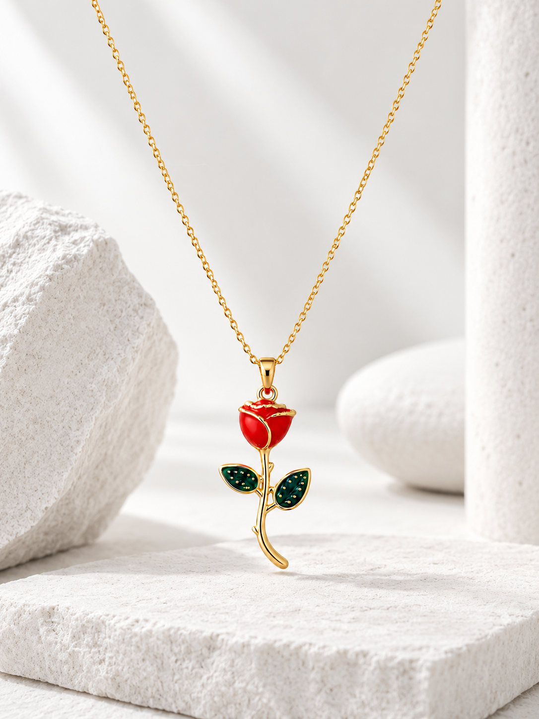 Red Rose Pendant Necklace