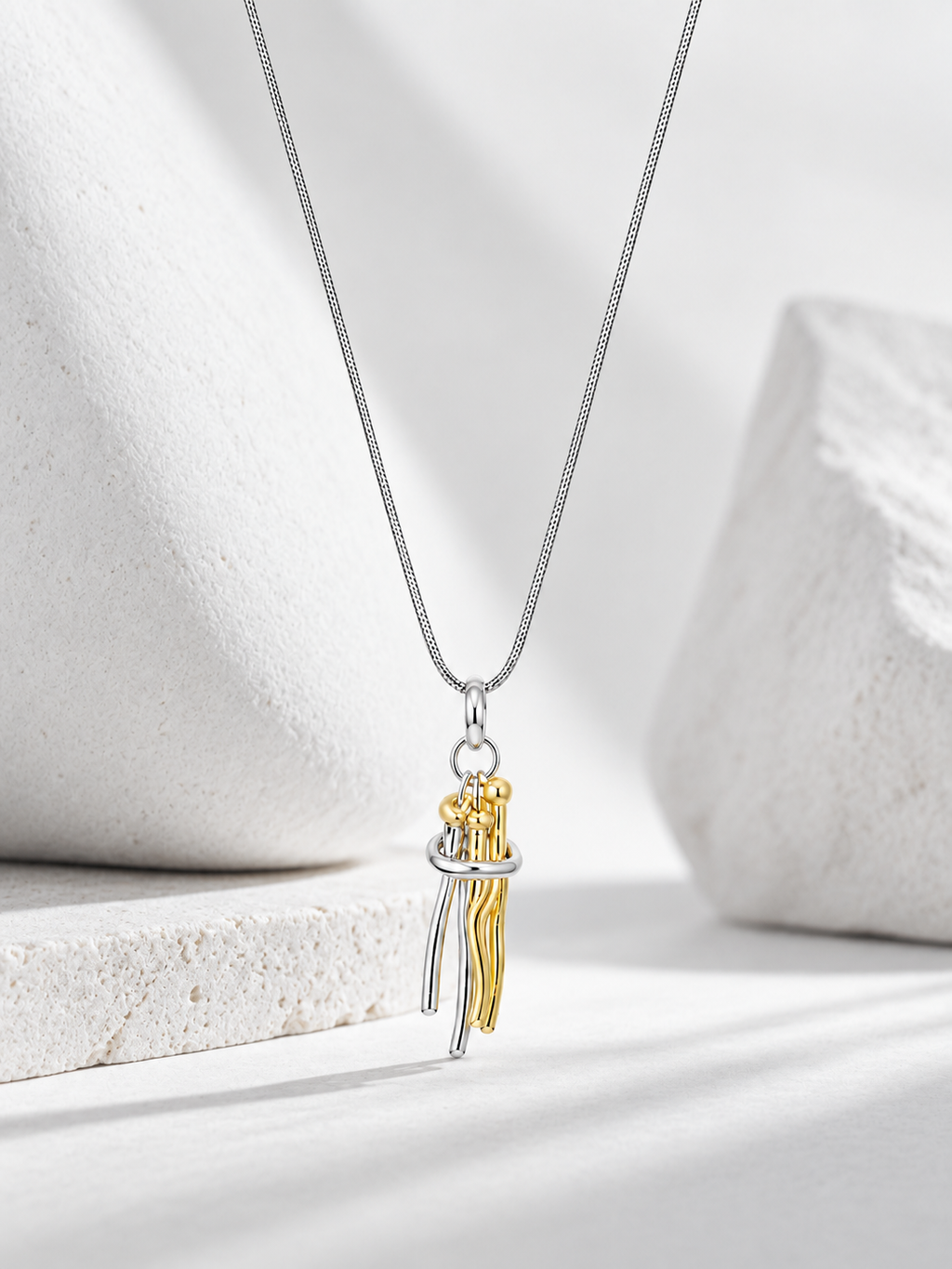 Dual-Tone Tassel Pendant Necklace
