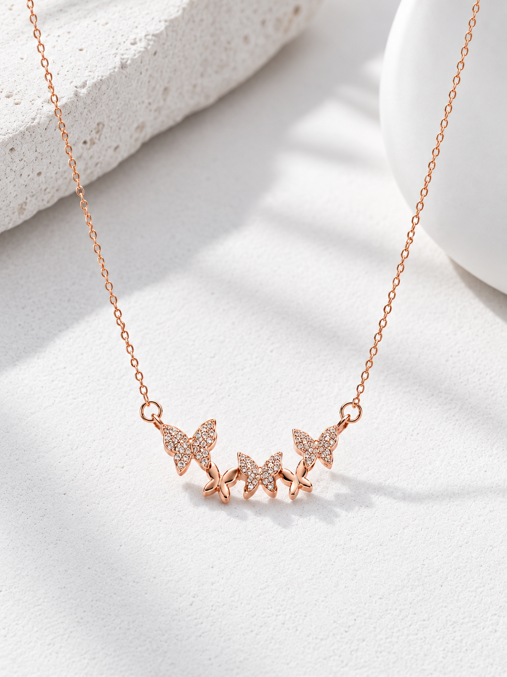 Triple Butterfly Pavé Necklace
