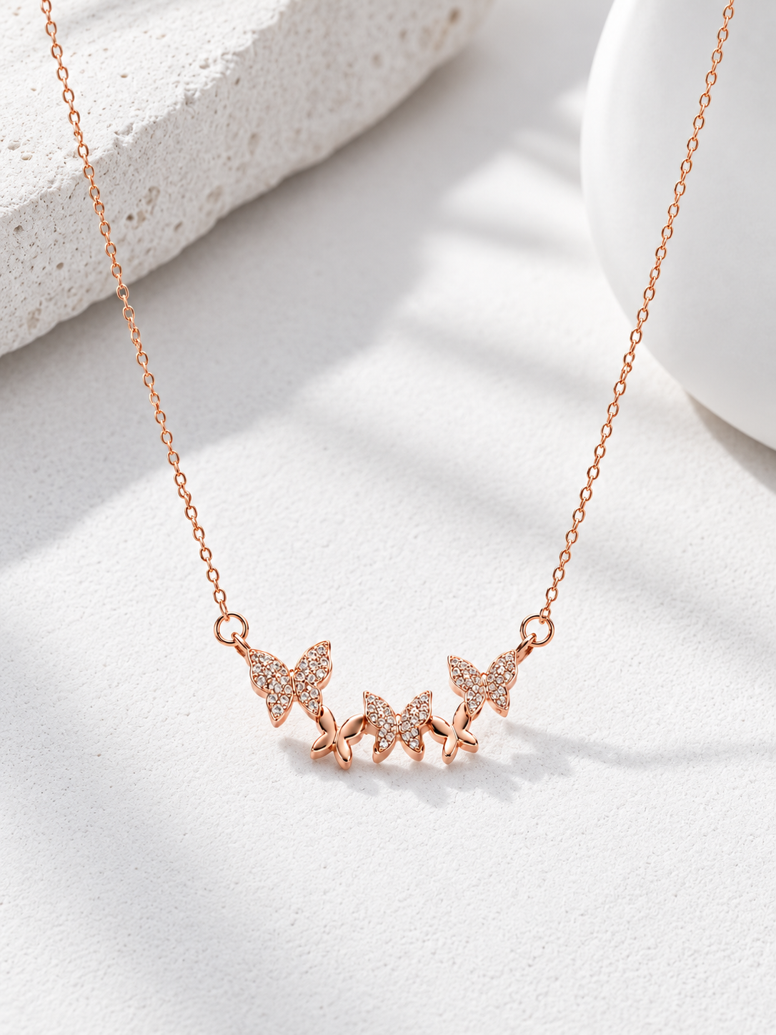 Triple Butterfly Pavé Necklace