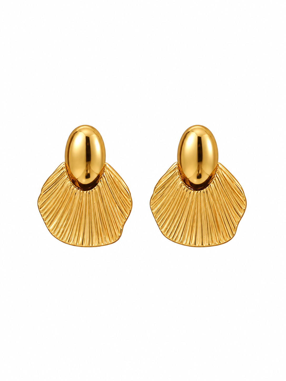 Gold Shell Fan Earrings