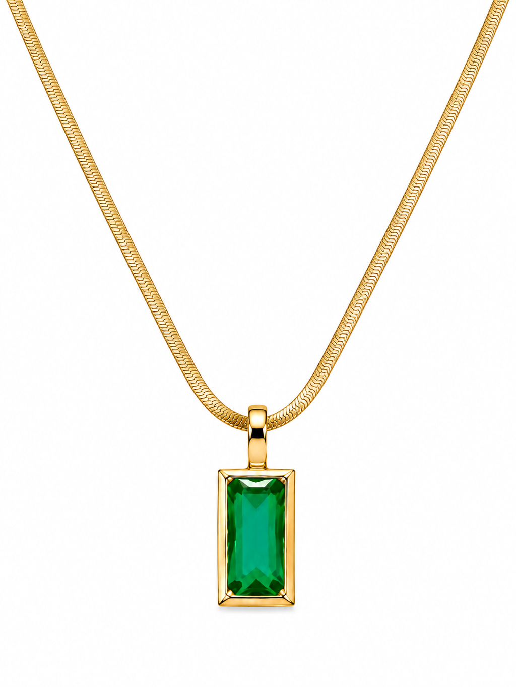 Emerald Baguette Pendant Necklace