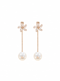Crystal Flower Pearl Drop Earrings Combo Set