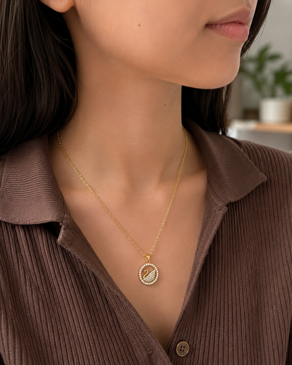 Golden Swan Pendant Necklace friends lifestyle
