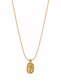 Gold rose oval pendant necklace on snake chain