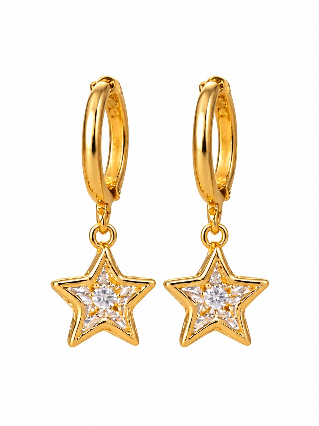 Gold-plated star charm huggie earrings