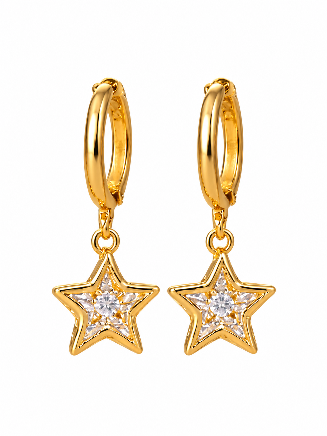 Gold-plated star charm huggie earrings