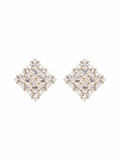Diamond cluster stud earrings, close-up view