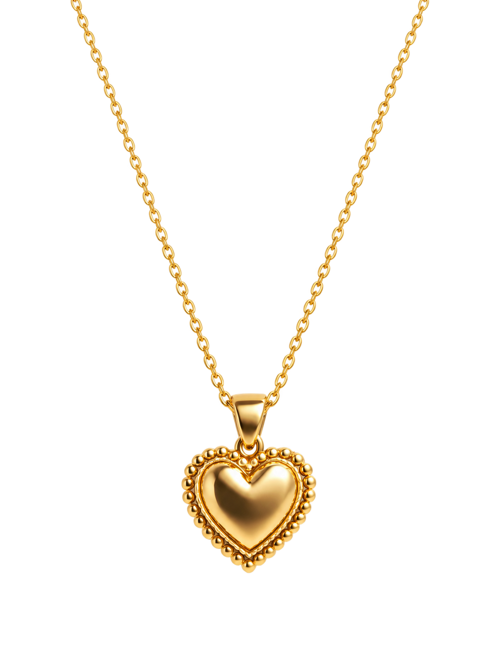 Gold-tone heart pendant necklace close-up