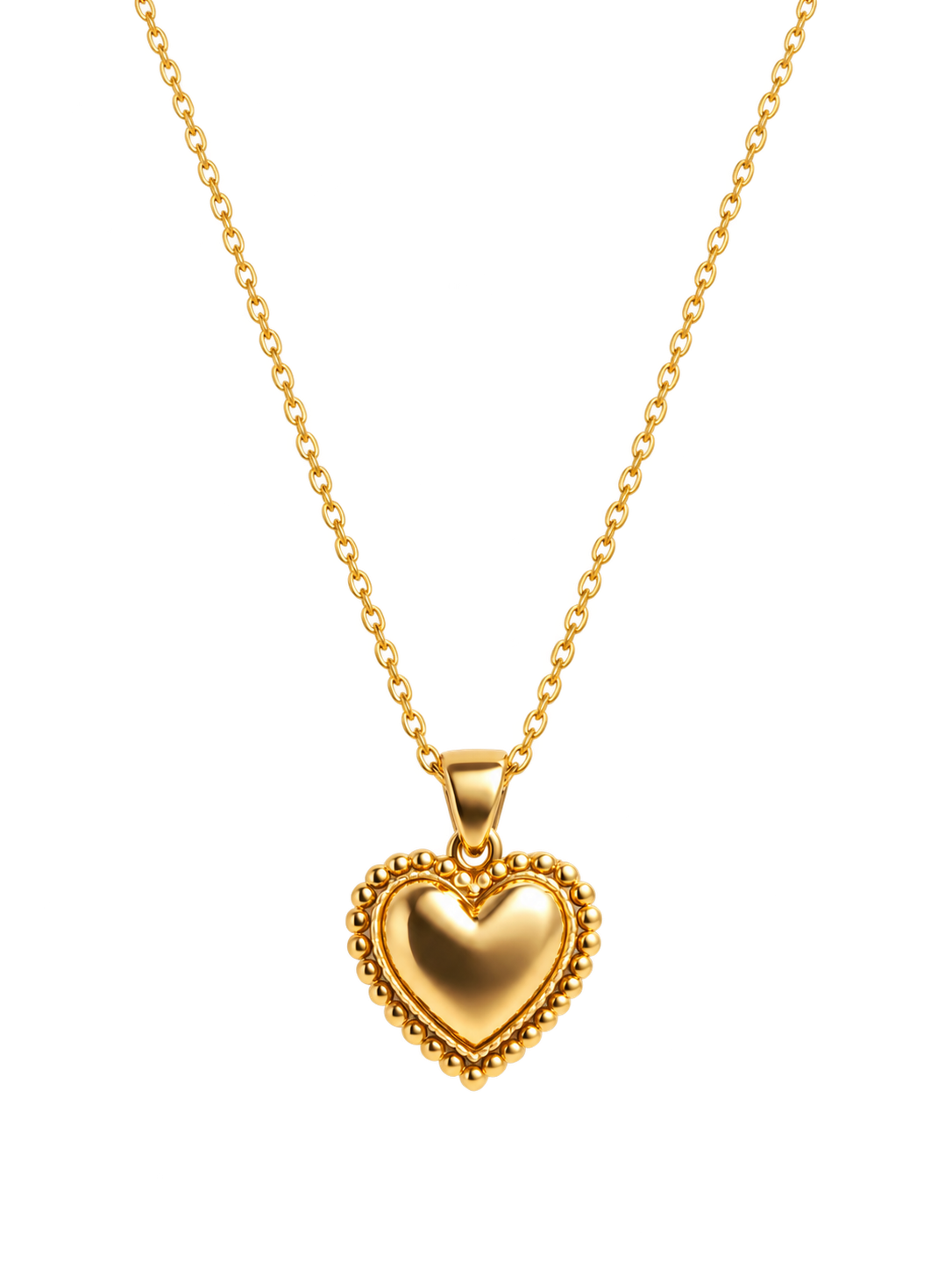 Gold-tone heart pendant necklace close-up