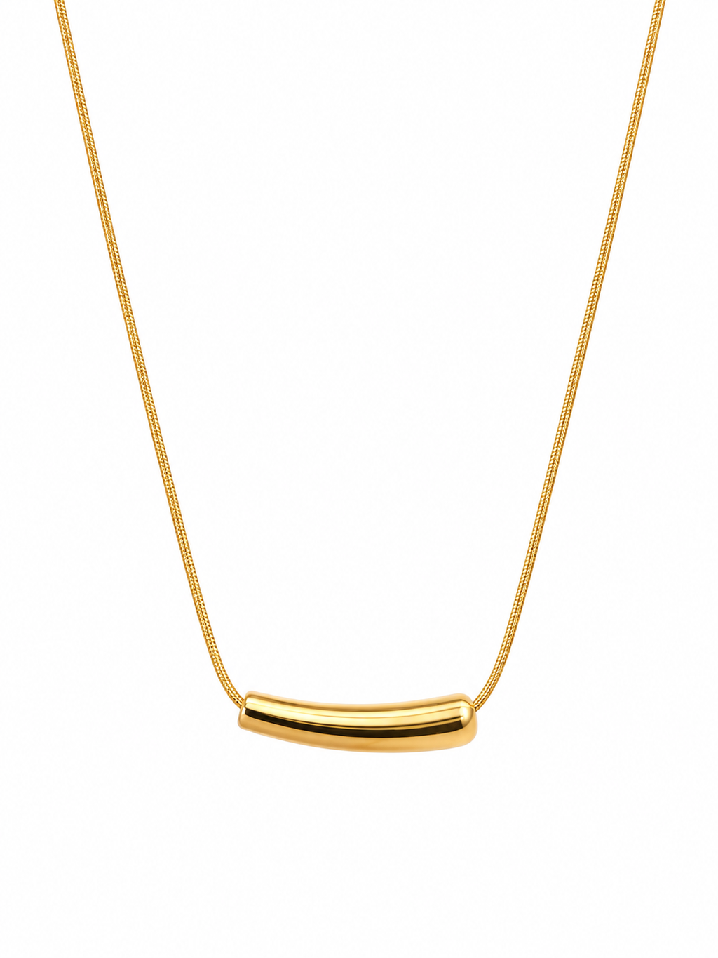 Gold-tone bar necklace on a white background