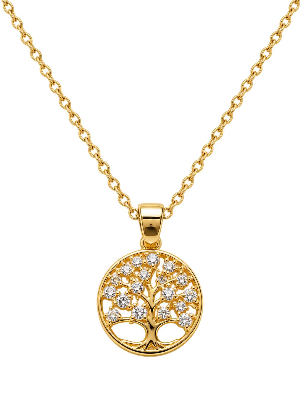 Gold Tree of Life pendant necklace front view