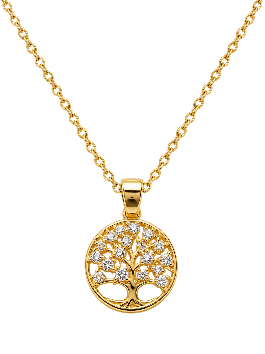 Gold Tree of Life pendant necklace front view
