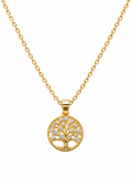 Gold Tree of Life pendant necklace close up