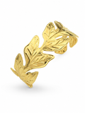 Gold leaf cuff bracelet in 316L stainless steel with gold-tone finish