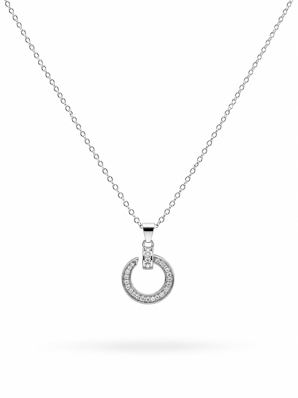 Circle CZ Pendant Necklace in 316L Stainless Steel