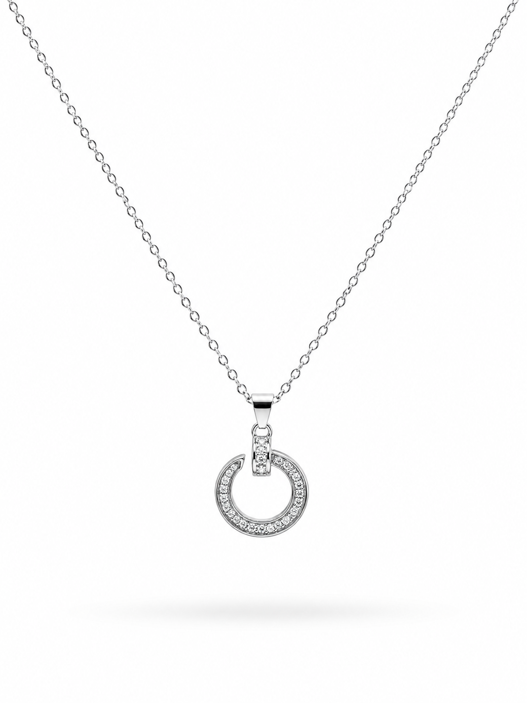 Circle CZ Pendant Necklace in 316L Stainless Steel