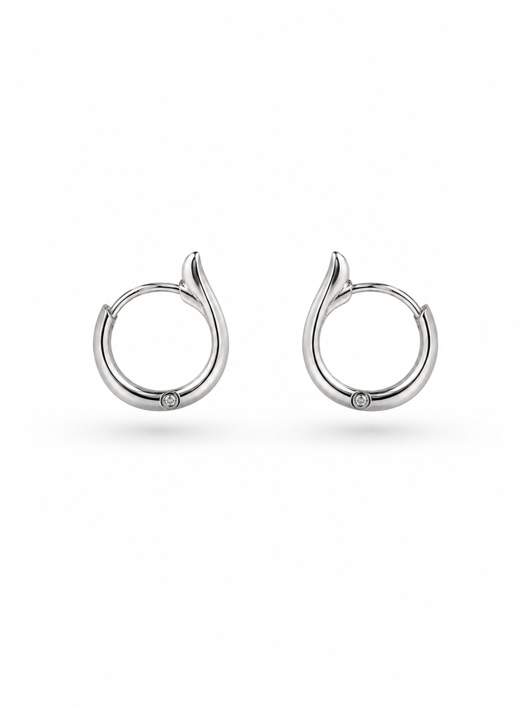 316L Steel Crystal Hoop Earrings - front view