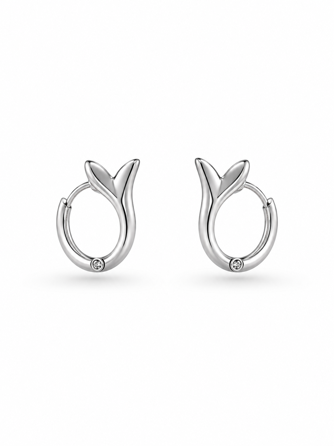 316L Steel Crystal Hoop Earrings - angle view