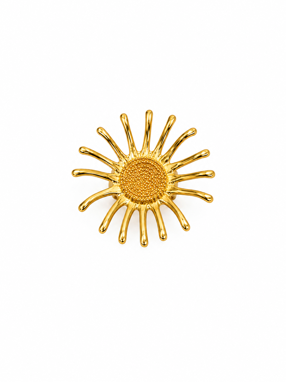 Sunburst Gold Ring in 316L stainless steel with radiant gold finish