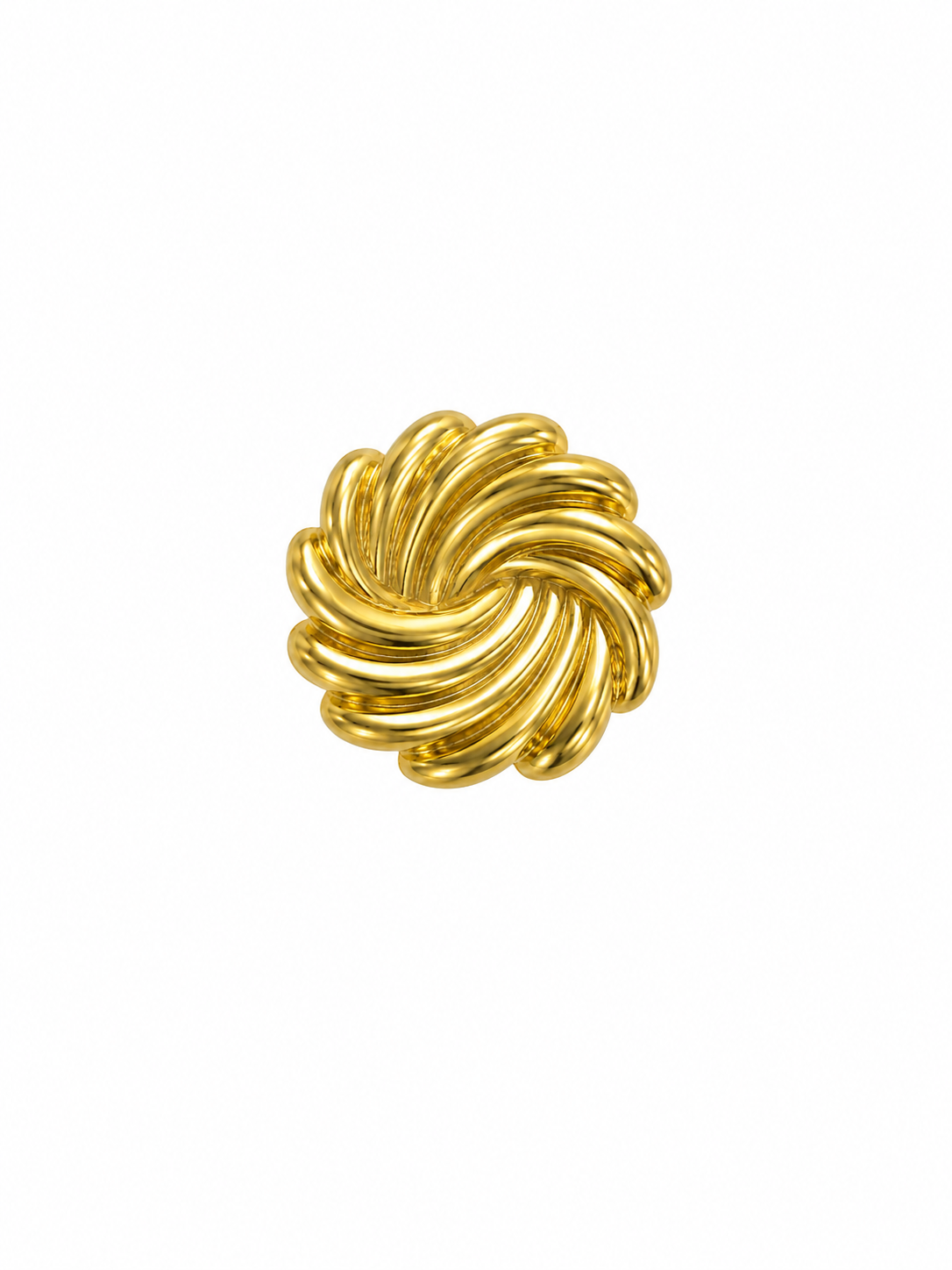 Gold swirl ring with ridged spiral design in gold finish