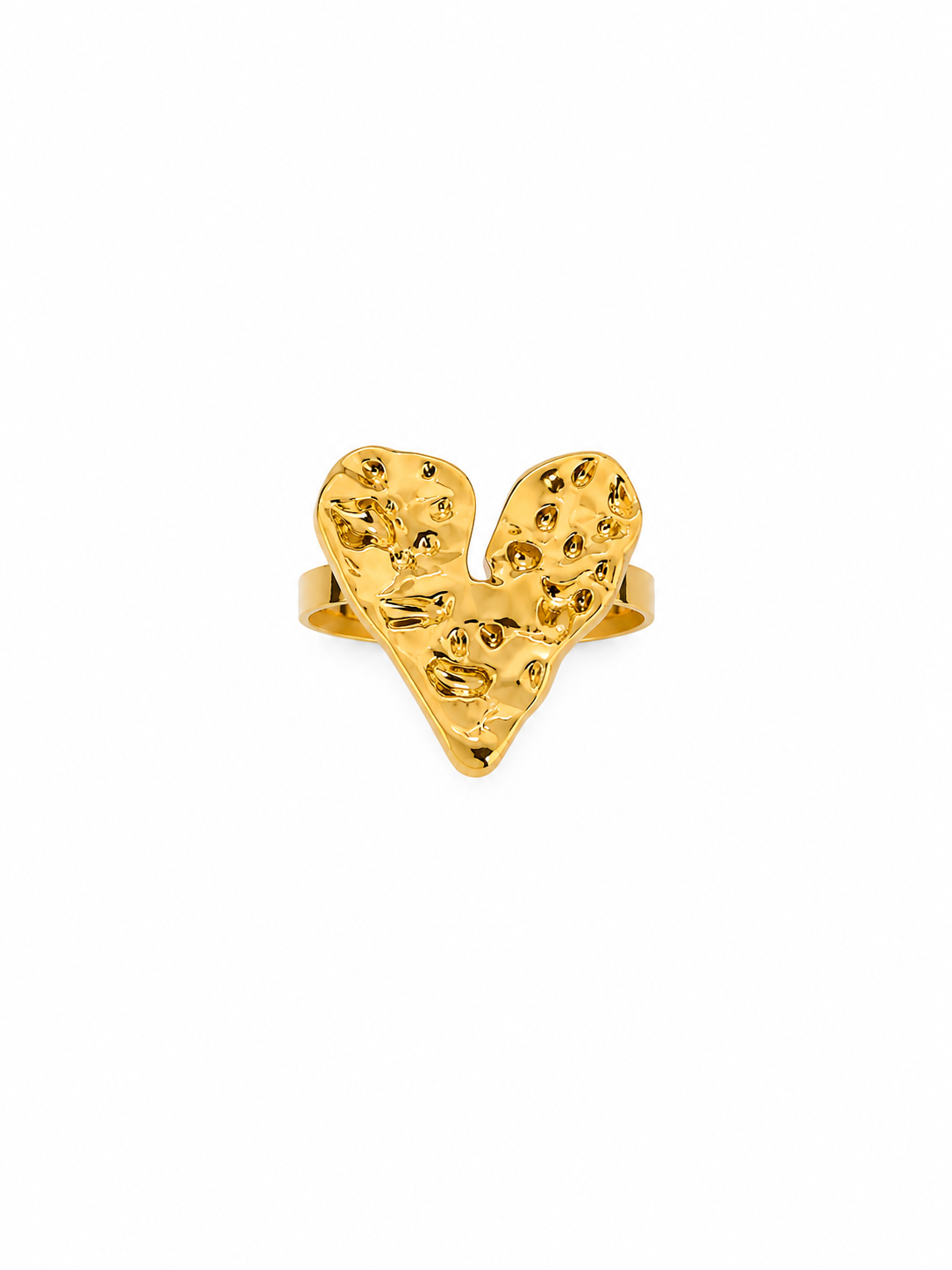 Hammered Heart Ring in gold