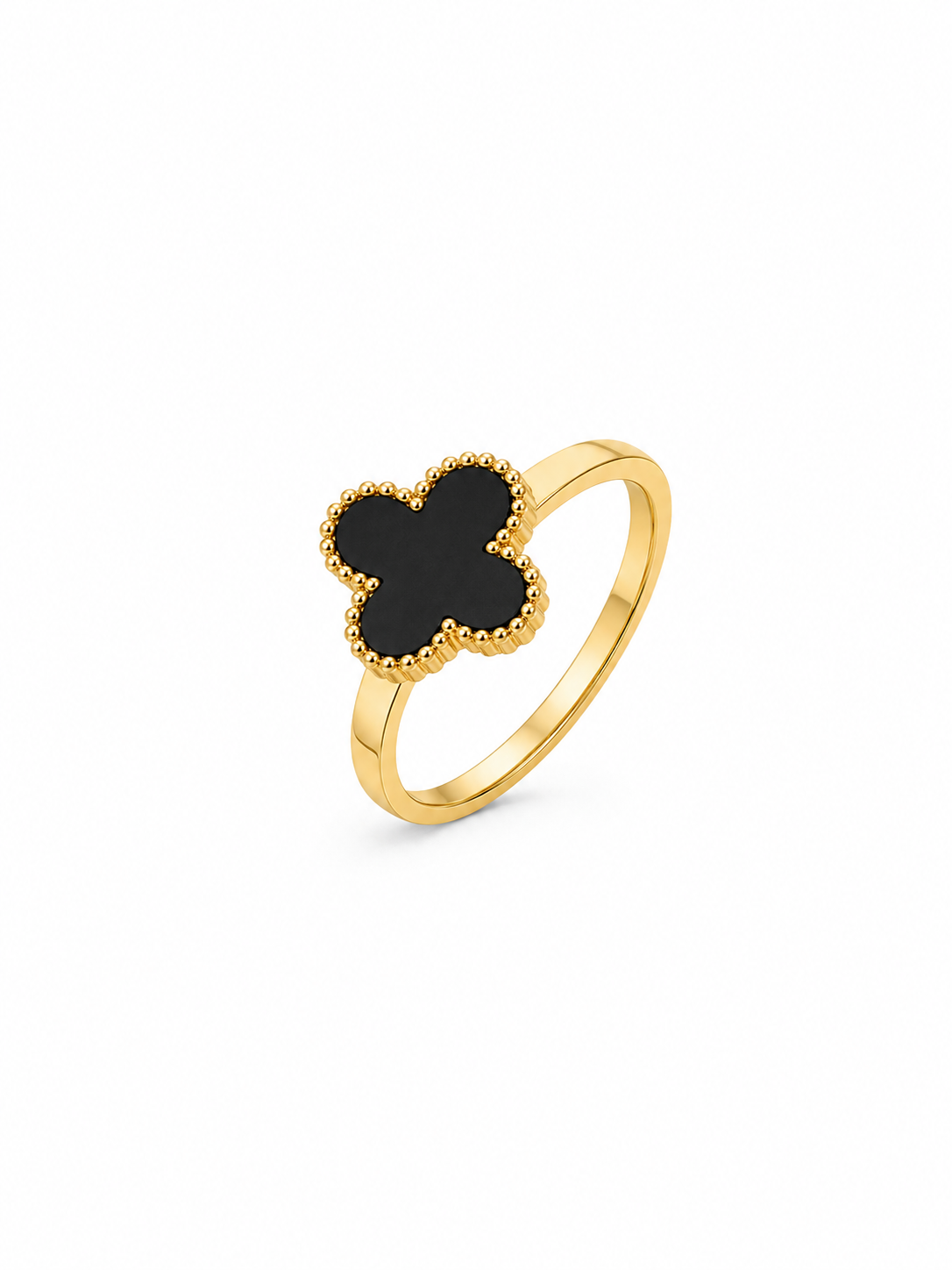 Black Clover Ring in gold-plated 316L stainless steel