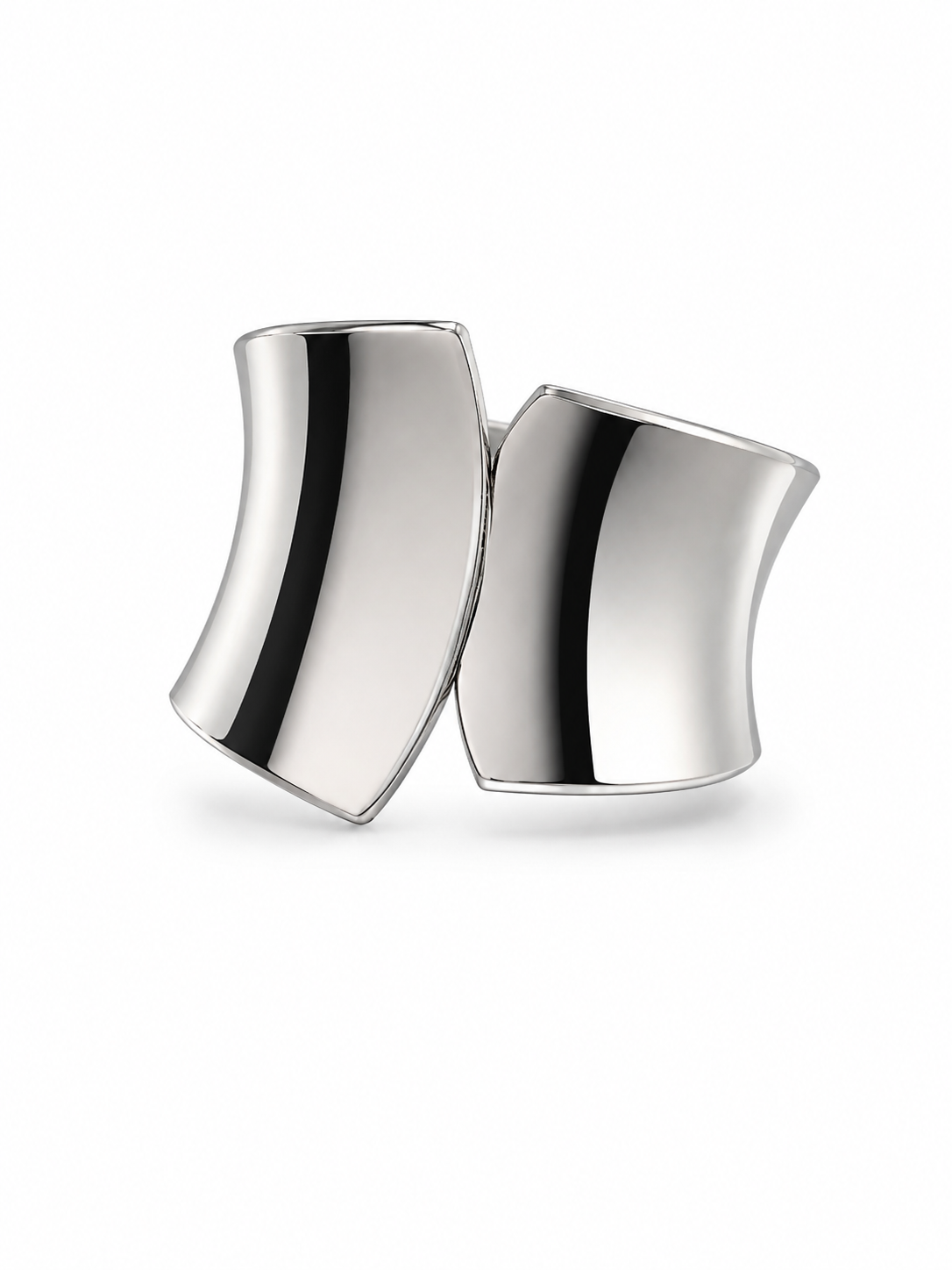 Silver wrap cuff bracelet in 316L stainless steel with mirror polish finish