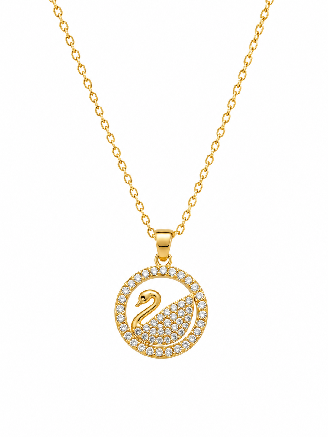 Golden Swan Pendant Necklace