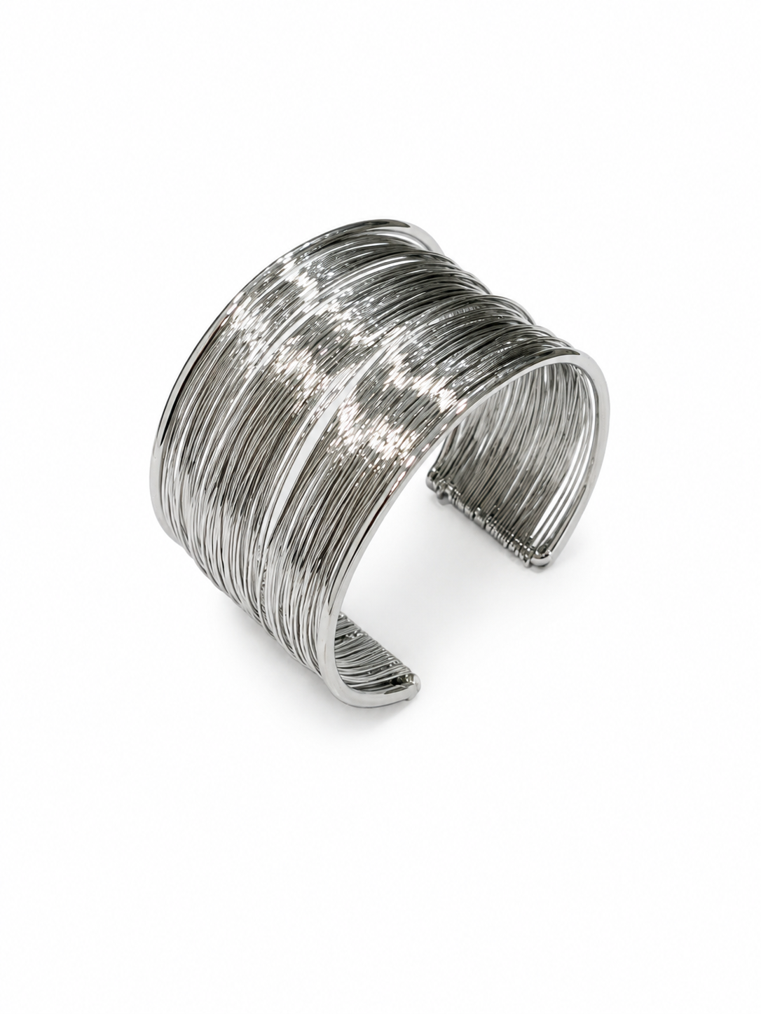 Silver multi-wire cuff bracelet in 316L stainless steel