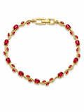 Ruby Red CZ Gold Tennis Bracelet