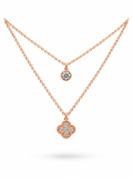 Rose Gold Layered Clover and Solitaire Necklace