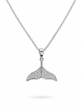 Mermaid Tail Necklace in 316L stainless steel with cubic zirconia pavé pendant on cable chain