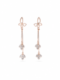 Rose Gold Butterfly Crystal Drop Earrings - Side View