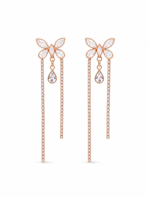 Butterfly Crystal Drop Earrings - Side view