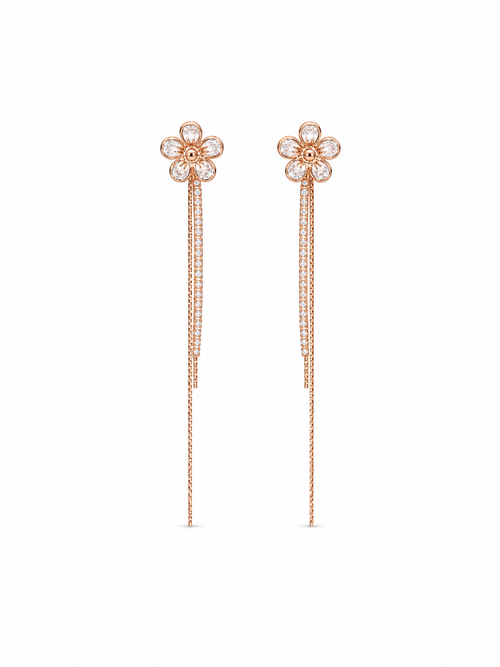 Bloom Fringe Drop Earrings - close-up view
