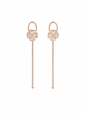 Rose Gold Flower Drop Earrings - Side view