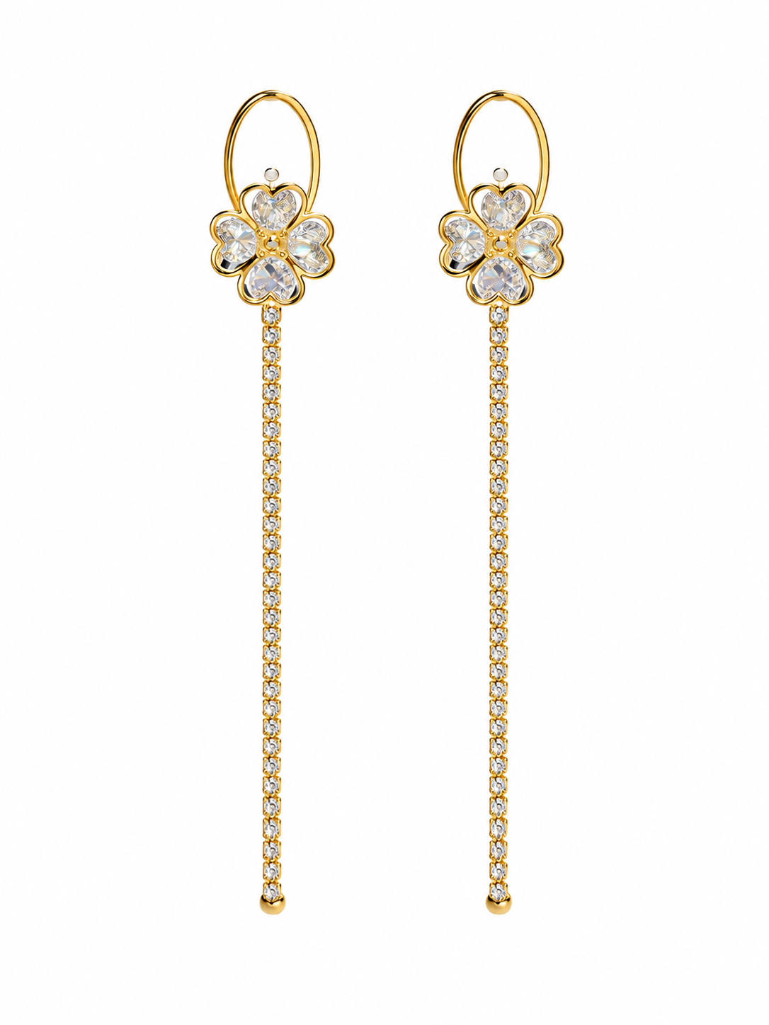 Bloom Drop Earrings - Gold flower drop earrings front view