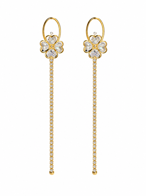 Bloom Drop Earrings - Gold flower drop earrings front view